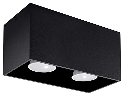 MiaLux DIXON MAXI Deckenleuchte | Modernes Design Mit Rechteckigem Schirm | Aus Aluminium Mit Austauschbarem GU10-Leuchtmittel, 2 x 40 W | Schwarz, 20 x 10 x 10 cm von MiaLux