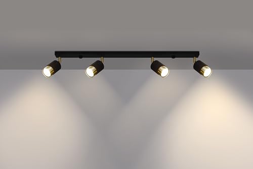 MiaLux Deckenleuchte LED Wohnzimmer – LED-Lampen Deckenlampen – Wohnzimmer Deckenleuchte ROSLYN 4 Schwarz, Gold - GU10-Fassung von MiaLux