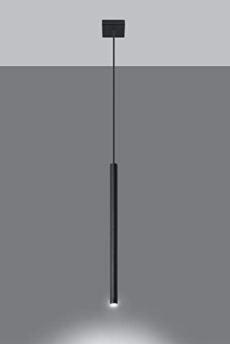MiaLux FONTANA 1 Deckenpendelleuchte | Modernes Design Mit Zylindrischem Metallschirm | Austauschbare G9-Glühbirne, 1 x max 8W LED | Pulverbeschichteter Stahl, Schwarz, 8x8x100 cm von MiaLux