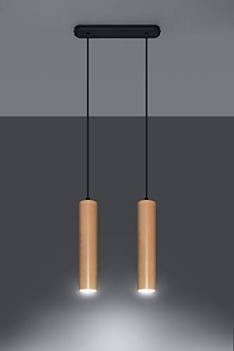 MiaLux G9 Pendelleuchte – Pendelleuchte Esstisch – Hängeleuchten & Pendelleuchten – Deckenlampe Hängend – Lampe Esstisch Hängend – Esstisch Pendelleuchte – VAMOS Naturholz - GU10-Fassung von MiaLux