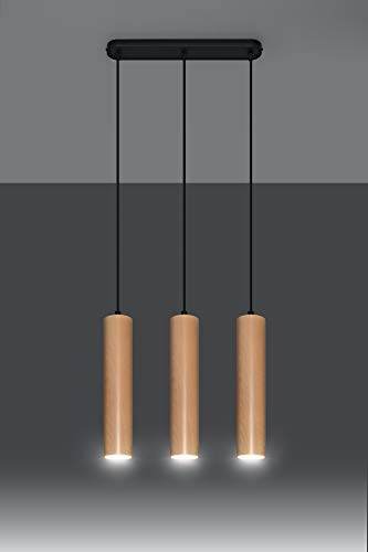 MiaLux G9 Pendelleuchte – Pendelleuchte Esstisch – Hängeleuchten & Pendelleuchten – Deckenlampe Hängend – Lampe Esstisch Hängend – Esstisch Pendelleuchte – VAMOS Naturholz - GU10-Fassung von MiaLux