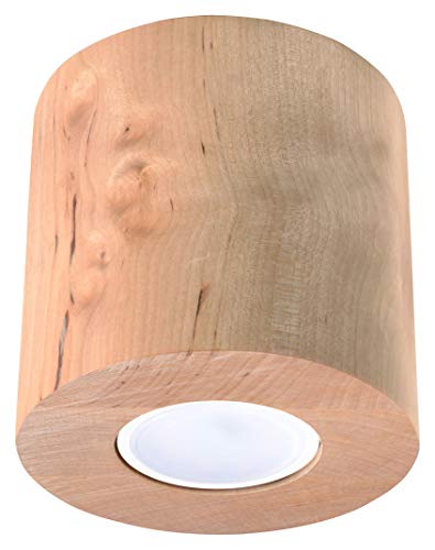 MiaLux GAJA Downlight Deckenleuchte | Modernes Design, Rustikaler Stil, Zylindrische Form, 1 x Austauschbare GU10-Glühbirne | Naturholz, 10 x 10 x 10 cm, Natural Holz von MiaLux