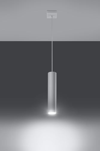 MiaLux ISSA 1 Pendelleuchte – Zeitgenössische Eleganz, Stahl, GU10-Fassung, 10W LED Glühbirnen Enthalten – Hängeleuchten & Pendelleuchten – 8x8x100 cm – Weiß von MiaLux