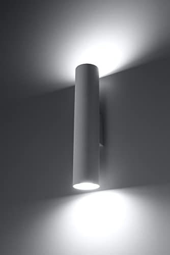 MiaLux ISSA 2 Wandleuchte | Modernes Design Mit Zylindrischem Schirm Im Industriestil | Austauschbares GU10-Leuchtmittel, 2 x 40 W | Pulverbeschichteter Stahl, Weiß, 6 x 8 x 30 cm von MiaLux