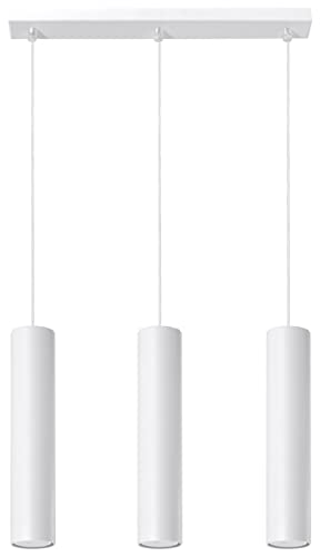 MiaLux ISSA 3L Pendelleuchte | Modernes Design Mit Zylindrischem Schirm Im Industriestil | Austauschbares GU10-Leuchtmittel, 3 x 40 W | Pulverbeschichteter Stahl, Weiß, 45 x 6 x 90 cm MiaLux ISSA 3L Pendelleuchte | Modernes Design Mit Zylindrischem Schirm Im Industriestil | Austauschbares GU10-Leuchtmittel, 3 x 40 W | Pulverbeschichteter Stahl, Weiß, 45 x 6 x 90 cm von MiaLux