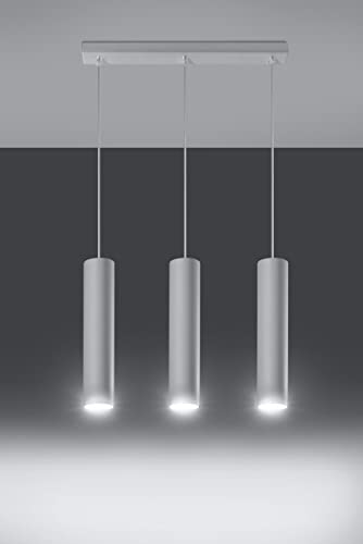 MiaLux ISSA 3L Pendelleuchte | Modernes Design Mit Zylindrischem Schirm Im Industriestil | Austauschbares GU10-Leuchtmittel, 3 x 40 W | Pulverbeschichteter Stahl, Weiß, 45 x 6 x 90 cm von MiaLux