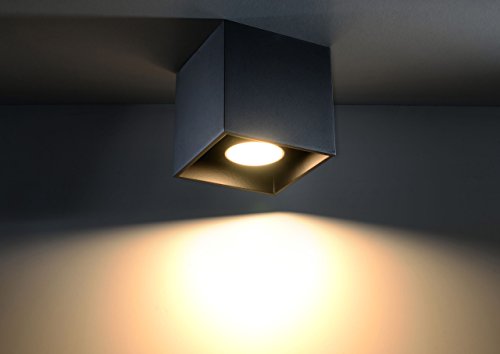 MiaLux KEIRA 1 Deckenleuchte | Modernes Design Mit Rechteckigem Schirm | Aus Aluminium Mit Austauschbarem GU10-Leuchtmittel, 1 x 40 W | Schwarz, 10 x 10 x 10 cm von MiaLux