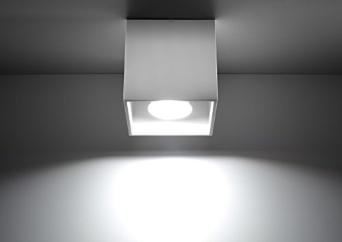 MiaLux KEIRA 1 Deckenleuchte | Modernes Design Mit Rechteckigem Schirm | Aus Aluminium Mit Austauschbarem GU10-Leuchtmittel, 1 x 40 W | Weiß, 10 x 10 x 10 cm von MiaLux