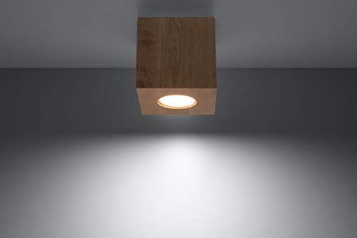 MiaLux KEIRA Deckenleuchte | Modernes Design Mit Rechteckigem Schirm | Aus Holz Mit Austauschbarem GU10-Leuchtmittel, 1 x 40 W | Naturholz, 10 x 10 x 10 cm von MiaLux