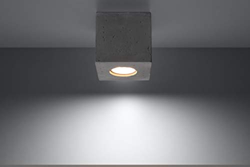 MiaLux KEIRA Deckenspots | Modernes Design Mit Rechteckigem Schirm | Aus Beton Mit Austauschbarem GU10-Leuchtmittel, 1 x 40 W | Beton, 10 x 10 x 10 cm von MiaLux