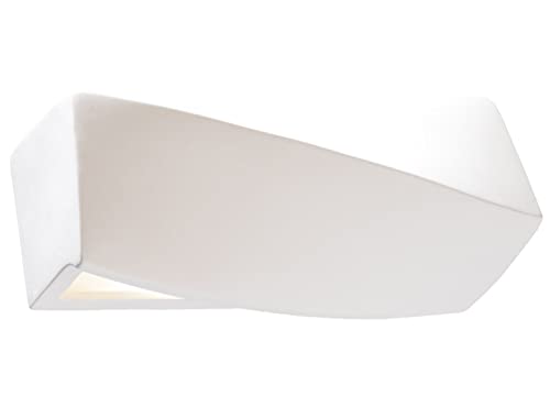 MiaLux OMEGA Mini Wandleuchte aus Keramik | Sehr vielseitiges, modernes Design | Austauschbares E27 Leuchtmittel, 1 x 60 W | Weiß, 35 x 16 x 12 cm von MiaLux