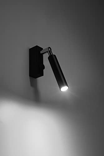 MiaLux PERSIC Spot Wandleuchte Single Verstellbare Lampen Wandbeleuchtung Stahl LED-Glühbirne Minimales Design Einfache Installation Farbe Schwarz 3x10x20cm von MiaLux