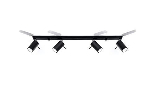 MiaLux Plaza 4L Deckenleuchte | Minimalistisches, Modernes Design, Verstellbarer Arm und Lichtrichtung | Austauschbares GU10-Leuchtmittel, 4 x 40 W | Stahl, Schwarz, 80 x 6 x 16 cm von MiaLux