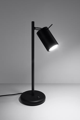 MiaLux PLAZA Black LED Tischlampe aus Stahl - Modernes Design, Anpassbar – Tischlampe Tischleuchte – GU10-Fassung – Glühbirne Enthalten – LED-Tischlampe – Tageslichtlampe Schreibtisch 14.5x19.5x43cm von MiaLux