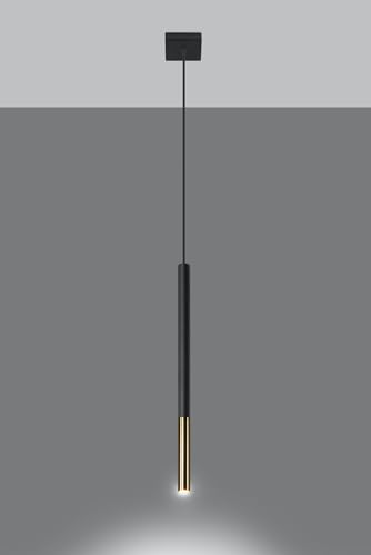 MiaLux Pendelleuchte – Pendelleuchte Esstisch – Hängeleuchten & Pendelleuchten – Deckenlampe Hängend – Glühbirne im Lieferumfang Enthalten – MARCONI 1 Schwarz, Gold - G9-Fassung von MiaLux