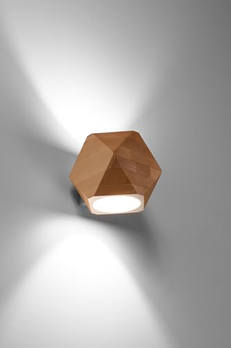 MiaLux WESTER Deckenleuchte Naturholz Geometrisches Design Minimalistisch Modern für Schlafzimmer Esszimmer Wohnzimmer Skandinavischer Stil G9 A++-E 12/14/12 cm Eine Lichtquelle von MiaLux