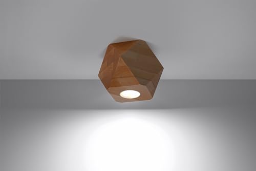MiaLux WESTER Deckenleuchte Naturholz Geometrisches Design Minimalistisch Modern für Schlafzimmer Esszimmer Wohnzimmer Skandinavischer Stil GU10 A++-E 12/12/12 cm Eine Lichtquelle von MiaLux