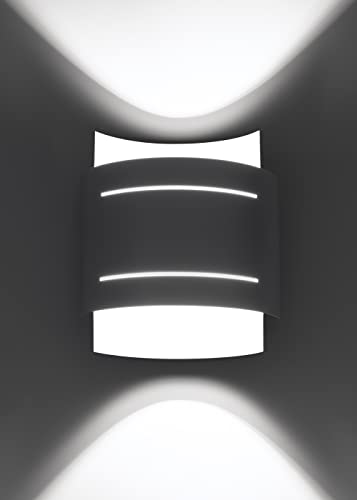 MiaLux Wandleuchte IRENE mit Perforation Double Source Wandbeleuchtung Stahllampe LED Birne Minimalistisches Modernes Design Farbe Weiß 21x8,5x23 cm von MiaLux