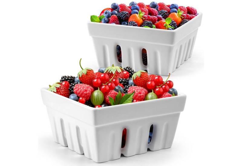 MiaMio Auffangbehälter Keramik Beerenkorb 2er Set / Aufbewahrungsbox für Obst von MiaMio