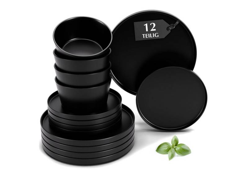 MiaMio Geschirr-Set Geschirrset für 4 Personen / 12-teiliges Tafelservice Luxe Schwarz MiaMio Geschirr-Set Geschirrset für 4 Personen / 12-teiliges Tafelservice Luxe Schwarz von MiaMio