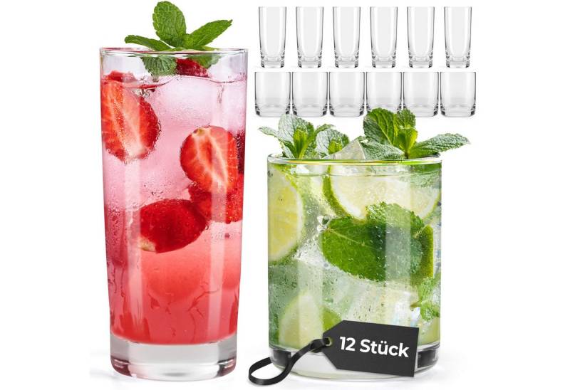 MiaMio Gläser-Set Set of 12 Short and Tall Drinking Glass (Round) von MiaMio