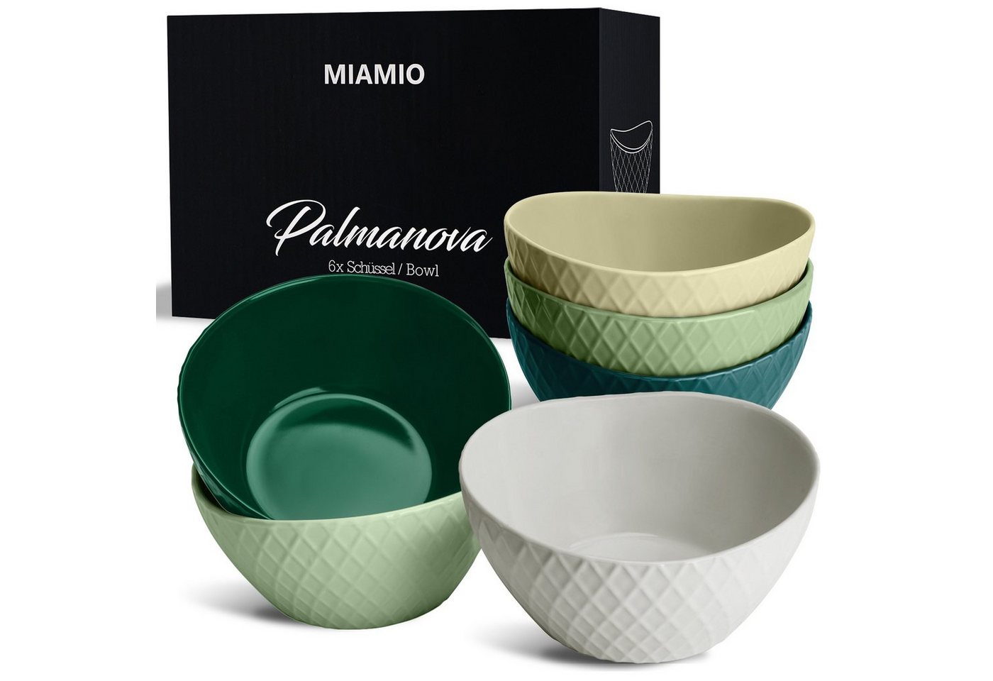 MiaMio Müslischüssel Schüssel Set Palmanova Kollektion (6 x 800 ml) von MiaMio