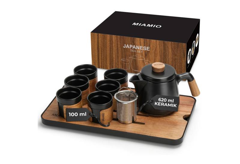 MiaMio Teeservice Japanisches Teeset 6 x 100ml mit Traditionellen Teebechern Schwarz von MiaMio