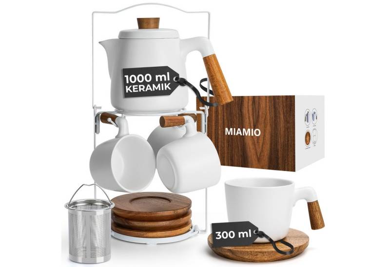 MiaMio Teeservice Teapot Set with Rack Weiß von MiaMio