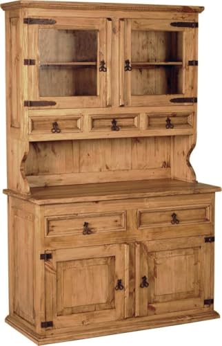 MiaMöbel Buffet Mexico Möbel 120x190x54 cm Landhausstil Glas Massivholz Pinie Honig von MiaMöbel