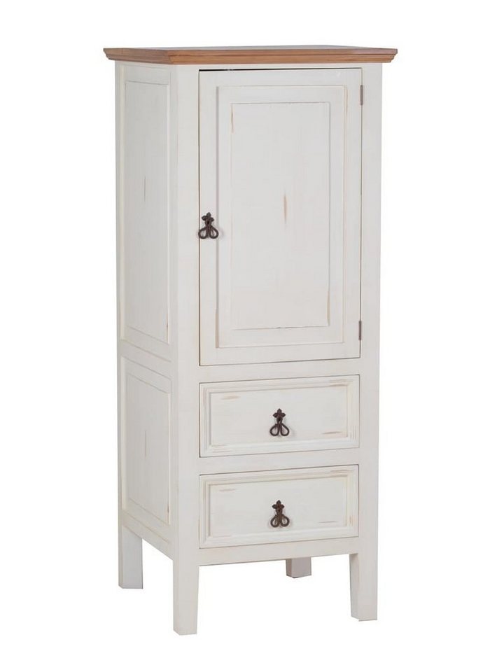 MiaMöbel Hochschrank Mexico aus massivem Pinienholz Weiß von MiaMöbel