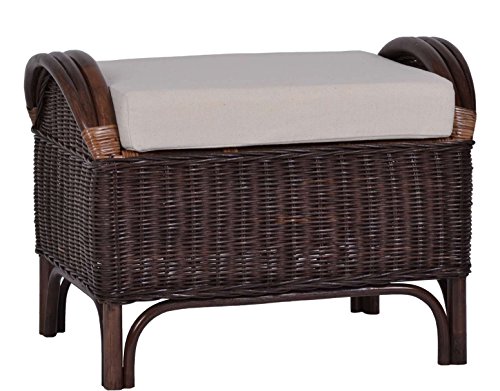 MiaMöbel Rattan Hocker 'Panama' Dunkelbraun von MiaMöbel