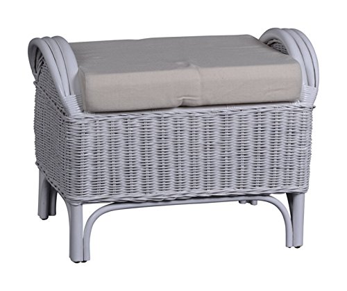 MiaMöbel Rattan Hocker 'Panama' weiß von MiaMöbel