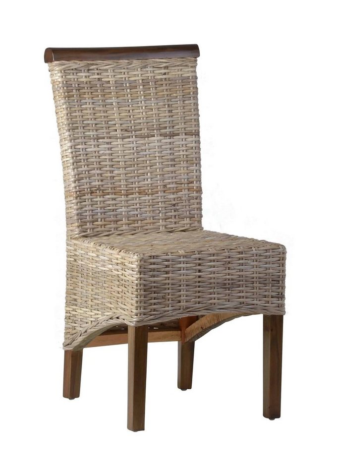 MiaMöbel Rattanstuhl Rattan, aus Kubu Rattan (Koboo grey) Grau von MiaMöbel