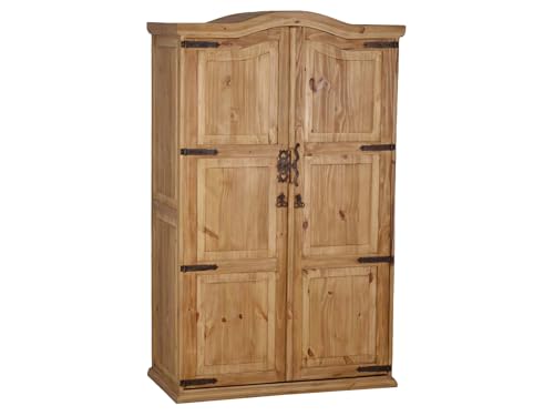 MiaMöbel Schrank Mexico Möbel 117x190x60 cm Landhausstil Massivholz Pinie Honig von MiaMöbel