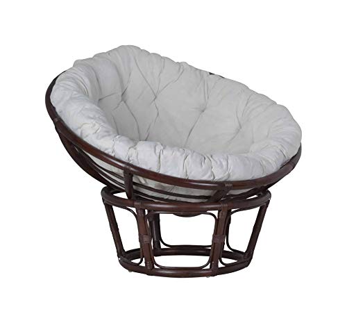 MiaMöbel Sessel Rattan 100 cm Modern 100% Baumwolle Rattan Braun von MiaMöbel