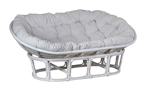 MiaMöbel Sofa Rattan 165x65x100 cm Modern 100% Baumwolle Rattan Weiß von MiaMöbel