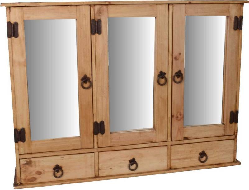 MiaMöbel Spiegelschrank Mexico aus massivem Pinienholz Honig von MiaMöbel