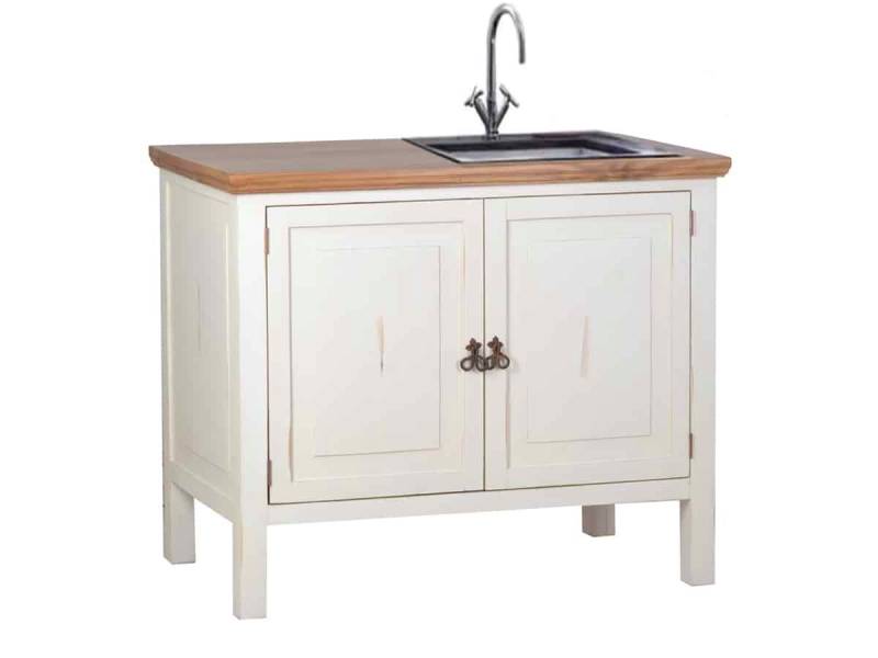 MiaMöbel Spülenschrank Mexico aus massivem Pinienholz Weiß von MiaMöbel