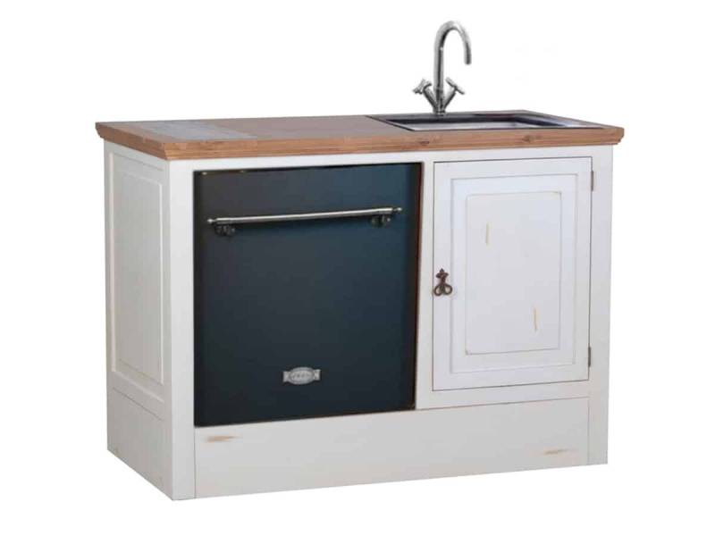 MiaMöbel Spülenschrank Mexico aus massivem Pinienholz Weiß von MiaMöbel