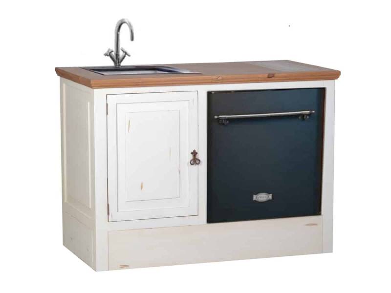 MiaMöbel Spülenschrank Mexico aus massivem Pinienholz Weiß von MiaMöbel