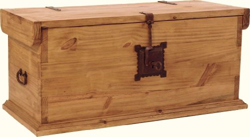 MiaMöbel Truhe Mexico Möbel 100x40x44 cm Landhausstil Massivholz Pinie Honig von MiaMöbel
