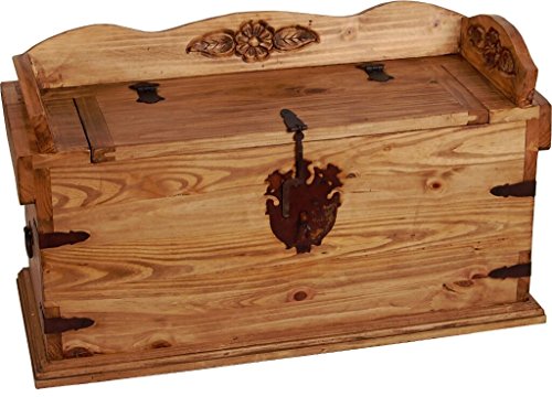 MiaMöbel Truhenbank Mexico Möbel 100x48x45 cm Landhausstil Massivholz Pinie Honig von MiaMöbel