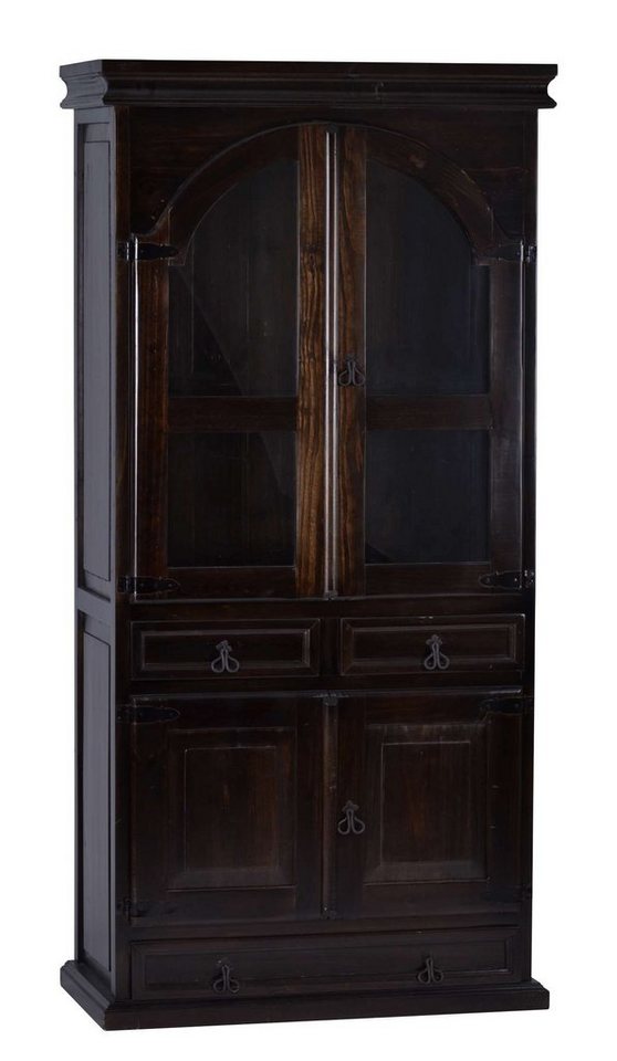 MiaMöbel Vitrine Mexico aus massivem Pinienholz Dunkelbraun von MiaMöbel