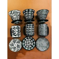 Keramik Kaffee Übergießer Kaffeefilter/Set Hand Schnitzendes Kaffeeset Mit Becher Wohnkultur von MiaSimpleCrafts