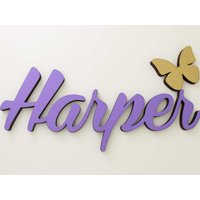 Personalisiertes Mädchen Namensschild Schmetterling, Krone Oder Stern - Kinderzimmer Dekor von MiaWorkshop