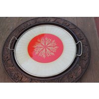 Kuchenplatte, Motiv Unter Glas Mit Metallmontur, 40Er Jahre, Serviertablett, Tortenteller von MiabellaImPott