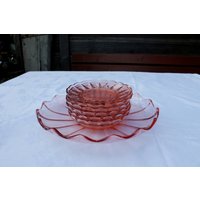 Rosalin Glasteller, Großer Obstteller Und 6 Dessertteller, Rosalinglas 40Er Jahre von MiabellaImPott