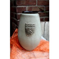 Vase, Sandfarbige Keramikvase, Kunstkeramik Margaretenhöhe Essen, Mit Altem Bottroper Stadtwappen, 40Er Jahre von MiabellaImPott
