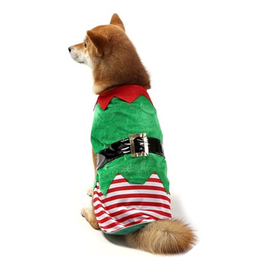 Hunde-Elfenkostüm, Weste, festlich, für Weihnachten, Feiertage, festliche Weste, Elfen-Thema, Urlaubskostüm, gestreifte Weste, Hunde-Weihnachtskostüme, Größe S von Miaelle