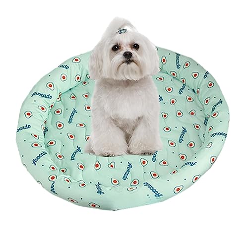 Miake Kühlmatte Für Hunde Und Katzen, Rund, Langlebig, Haustier-Kühlmatte, Ungiftig, Eisseide, Kühlkissen, Waschbar, Haustier-Eisbettdecke, Hält Den Hund Im Sommer Kühl (L: Durchmesser 70 cm) von Miake